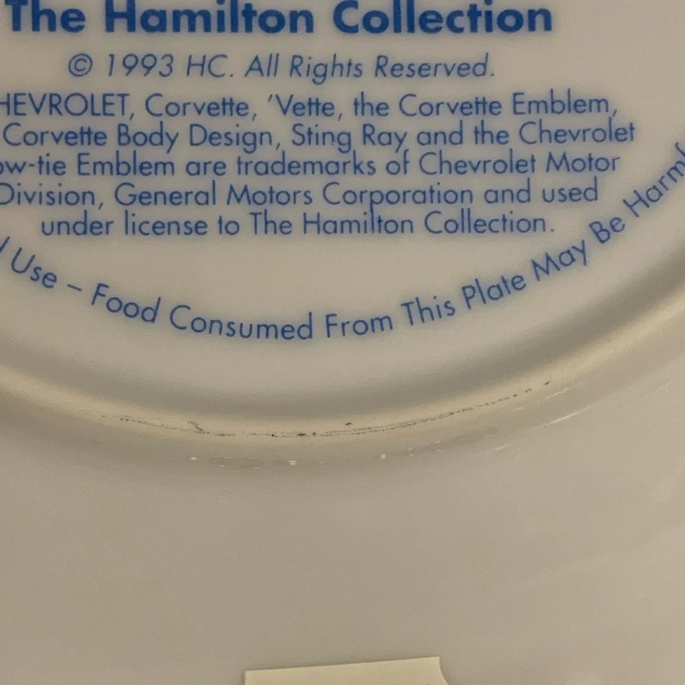 The Hamilton Collection 1963 Corvette Sting Ray Plate # 1860 X